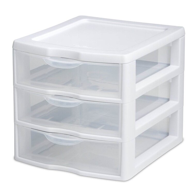 6 Sterilite 20738006 Small Compact Countertop 3 Drawer Desktop Storage Unit