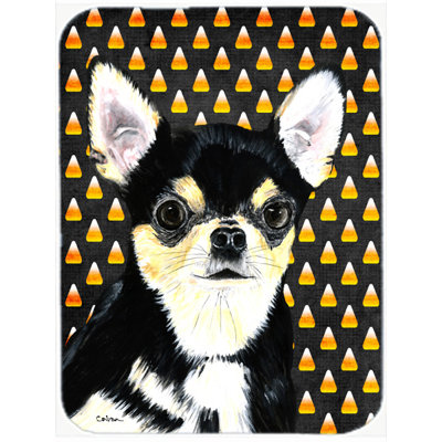 Planche à découper en verre caroline trésors chihuahua Halloween Candy Corn