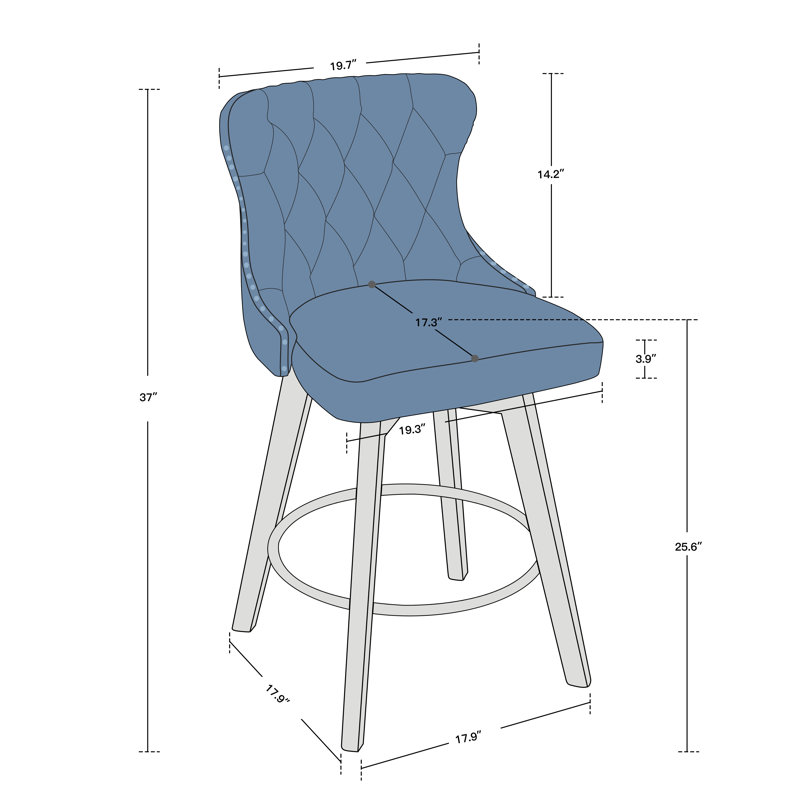 Odelin Swivel Upholstered Counter Stool, Light Gray