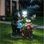 Pot de fleurs debout à ours noir avec lanterne solaire décorative - Pot de fleurs fantaisiste pour porche et patio