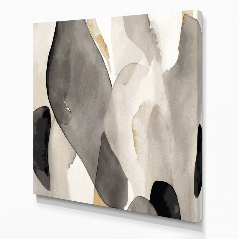 Abstrait aquarelle 63, art mural sur toile grise, H 16 po x l 16 po