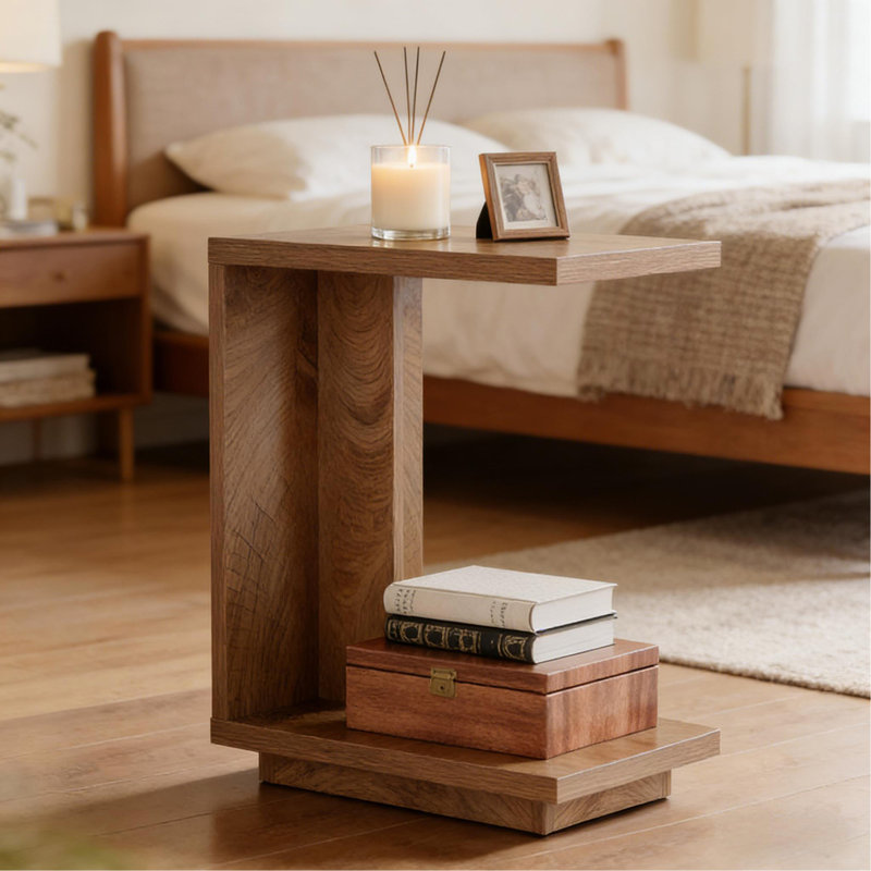 Table de chevet en forme de C, table d'appoint élégante