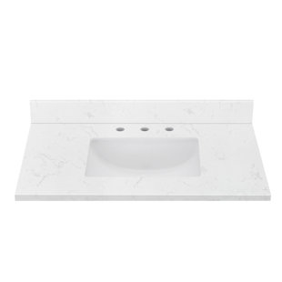Engineered Stone Single Bathroom Vanity Top With Center Sink