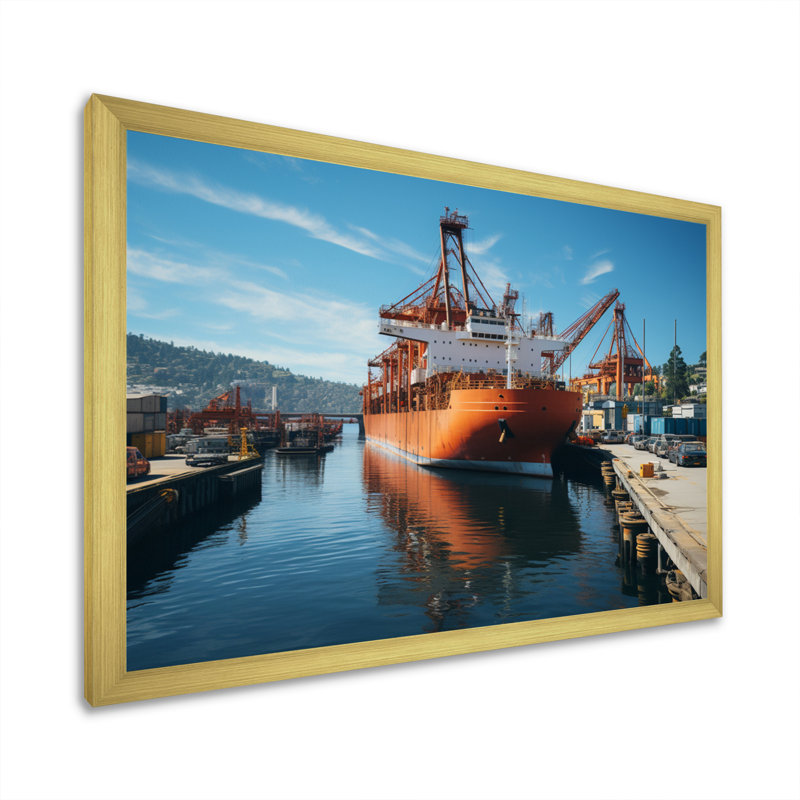 Port Port of Discovery I sur impression sur toile, H 12 po x l 20 po x P 1 po, Encadrement doré