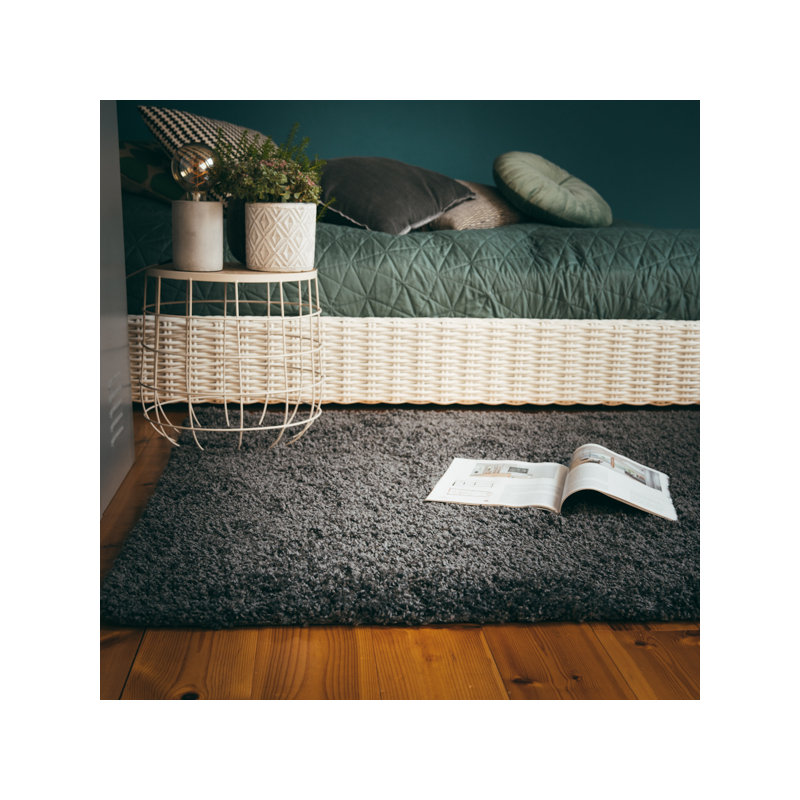 Twist Solid Colour Area Rug, Rectangular 80 x 150cm, Anthracite