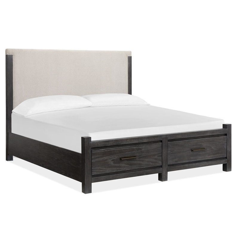 King Upholstered Panel Storage Bed, Ravenwood Black, King