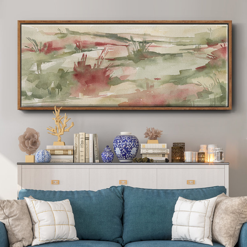 Rust Grasslands II- Framed Canvas, 8" H x 20" W