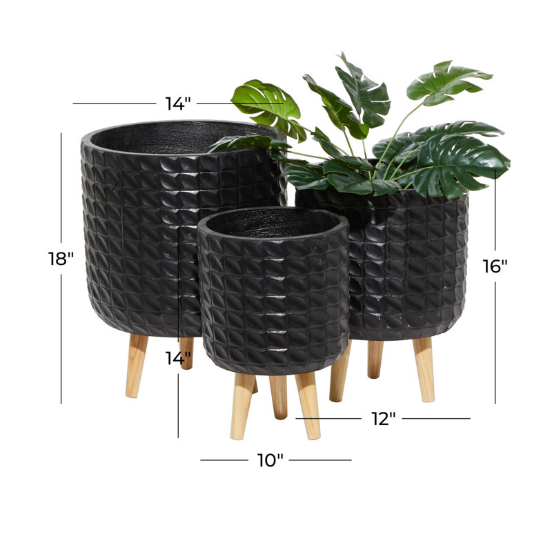 Pot à fleurs contemporain en bois, Noir