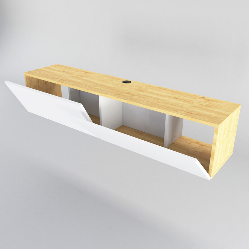 Meuble télé, Blanc / beige