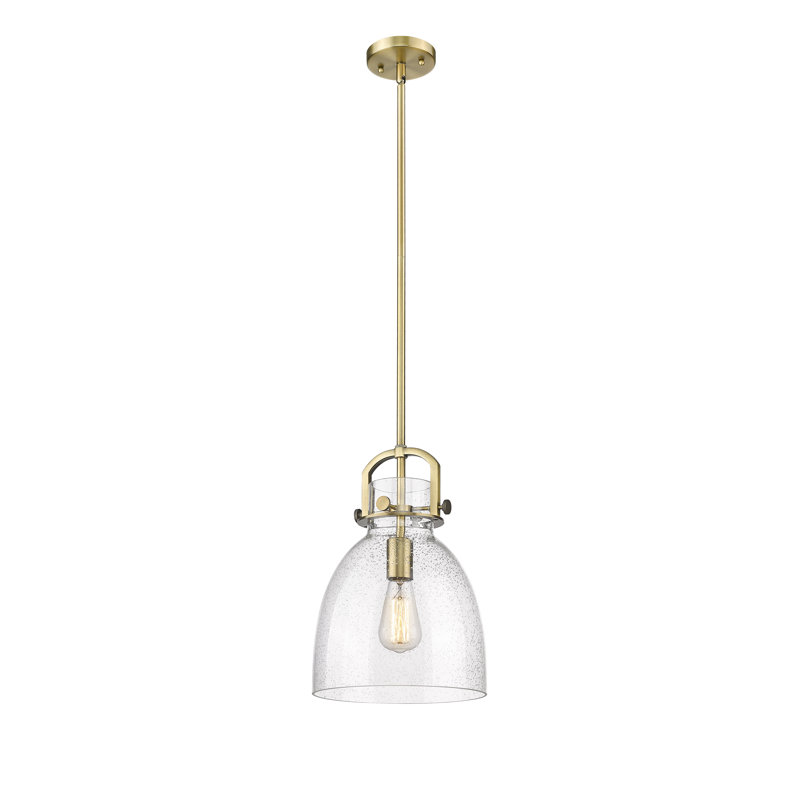 Luminaire suspendu 1 lumière Badillo, Laiton brossé, Grainé, H 14,75 po x l 10 po x P 10 po