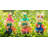 3 Piece Garden Scarecrows Sitting On Hay Bale Set