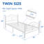 Base de lit plateforme simple en métal blanc avec tête de lit et pied de lit simple, rangement sous le lit de 12,6 po, aucun sommier tapissier requis-969758256-1028480336