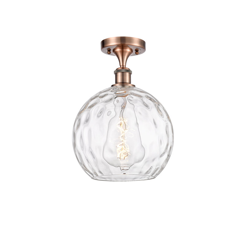 Plafonnier semi-encastré 1 lumière 8 po Cindi, H 15 po x l 10 po x P 10 po, DEL, Cuivre antique