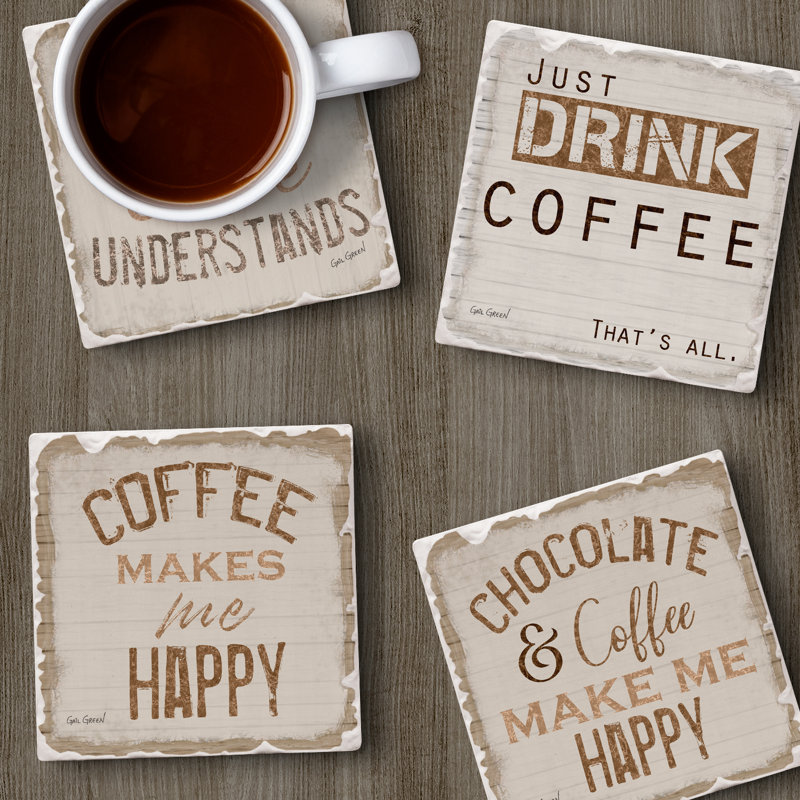 Ensemble de 4 sous-verres chocolat et café assortis chocolat et café