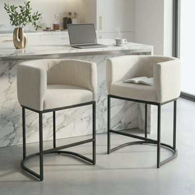 Upholstered Counter Stool with Metal Frame