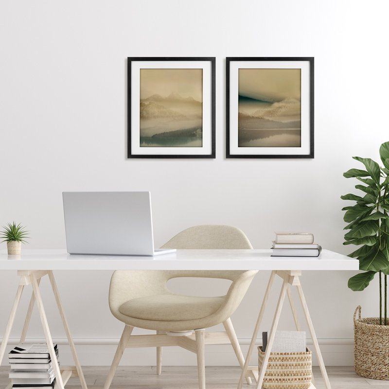 Misty Nature Awakening, ensemble de 2 reproductions encadrées sous verre, design par Gemma Bardot, H 16 po x l 13 po