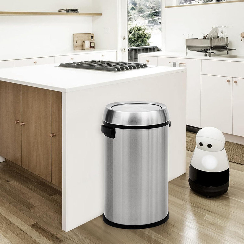 LumiParty 17 gal Round Trash Can, 65L Stainless Steel Recycling Bin ...