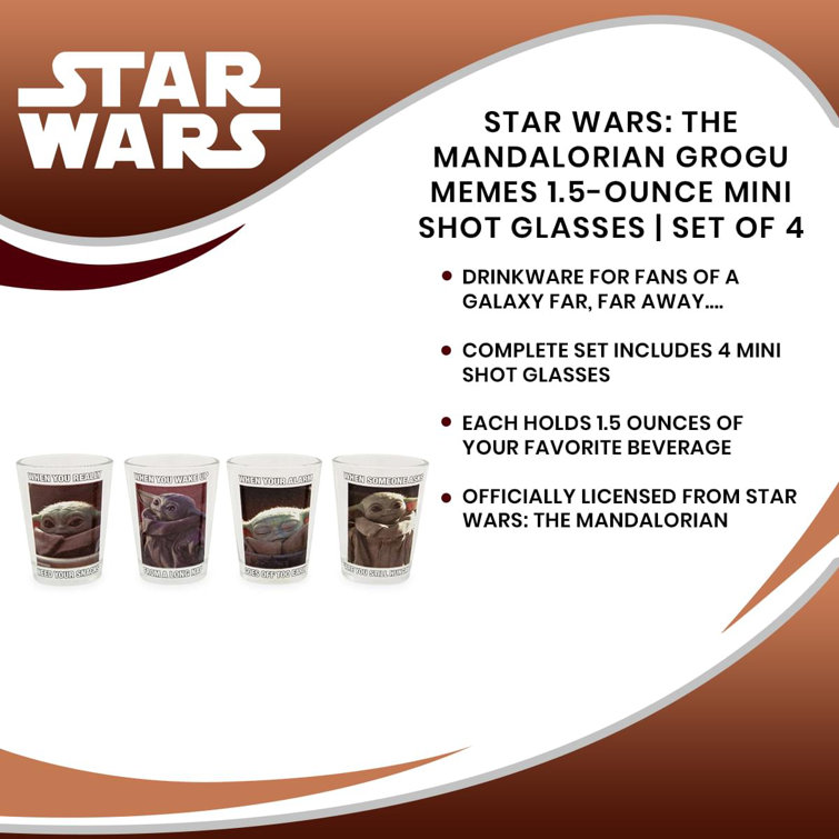 Star Wars: The Mandalorian Grogu Memes 1.5-Ounce Mini Shot Glasses | Set of 4