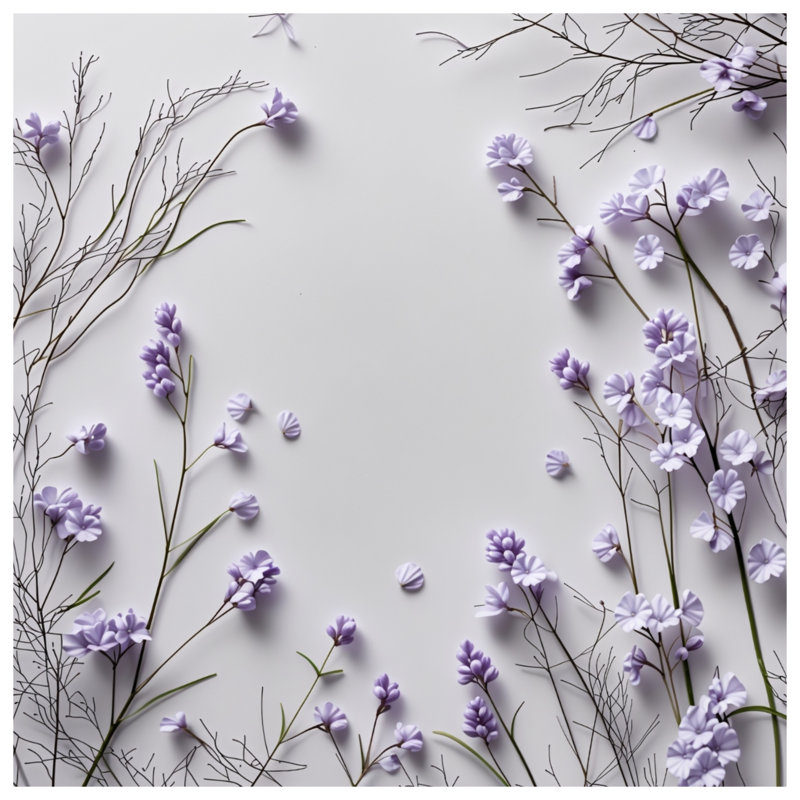 Lavender Shower Curtain - Floral Bathroom Decor Minimalist, 70in W x 72in H