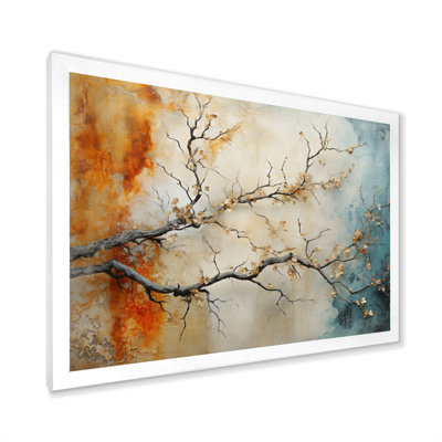 Orange Teal Maple Tree Glowing Agate II - Floral Wall Art Prints