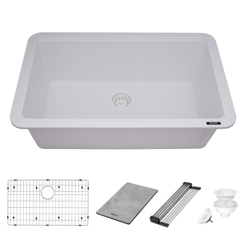 29.5'' L Double Bowl Granite Kitchen Sink, White