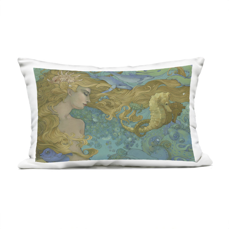 Coussin d'extérieur imprimé Mother Mother Mermaid Portrait par Christina P. Wyatt