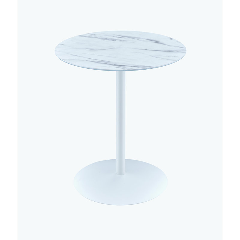 Table d'appoint d'environ 17,5 pouces à texture de marbre blanc, Blanc