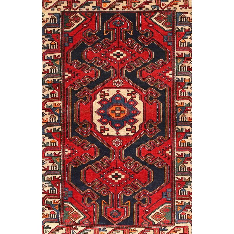 Tapis traditionnel rouge / noir, Rectangle 8 pi x 12 pi