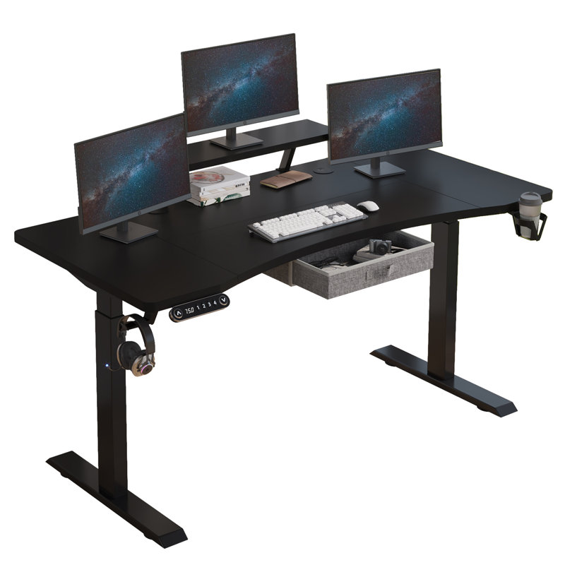 Modernchamp 63'' Dual Motor Height Adjustable Standing Desk With Laminate, Black