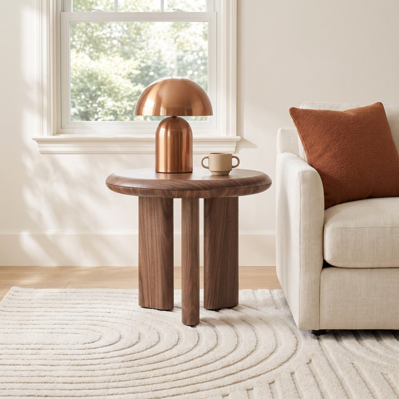 Harper 23.5" W Round Walnut Veneer Side Table