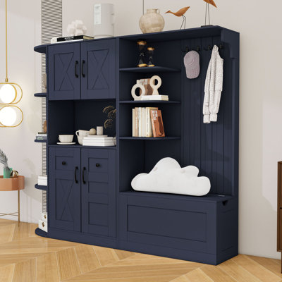 Armoire d'entrée avec tablettes et 4 crochets
