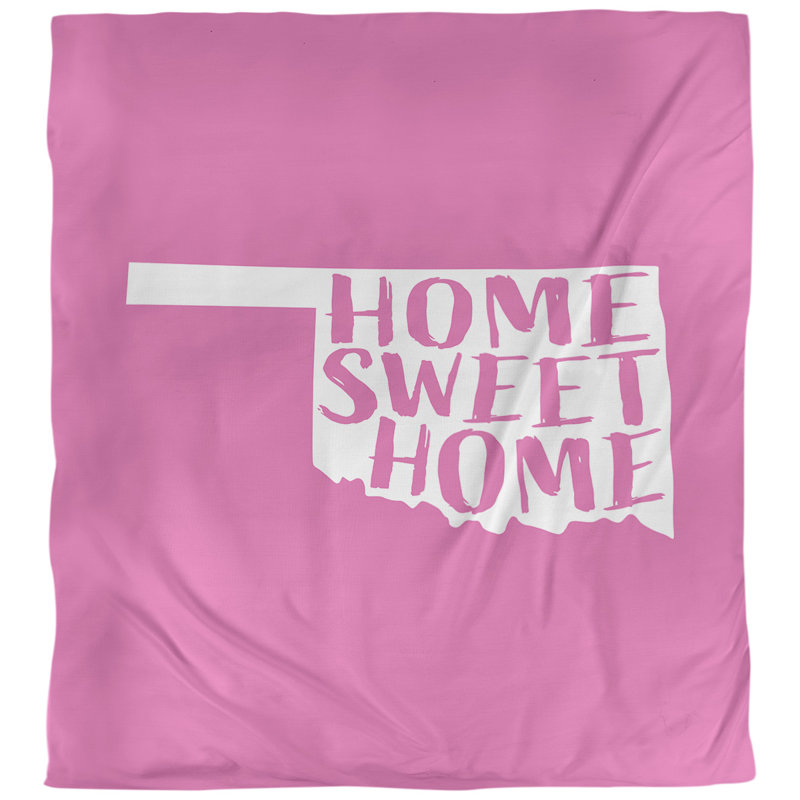 Housse de couette Home Sweet Oklahoma, Housse de couette pour grand lit, Rose, Polyester brossé