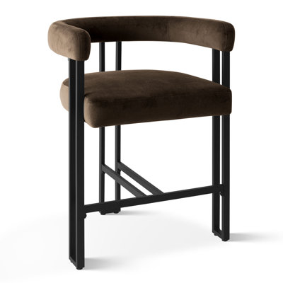Colrain 24" Upholstered Velvet Solid Back Counter Stool