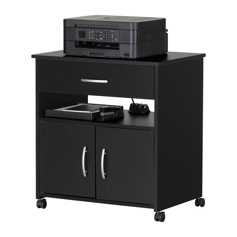 Axess 29.13'' H x 23'' W 1 Printer Stand with Wheels, Pure Black