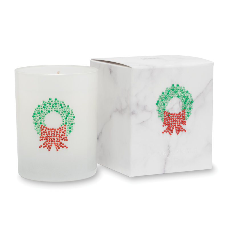 Bougie pour pot de noël avec une icône en couronne de noël