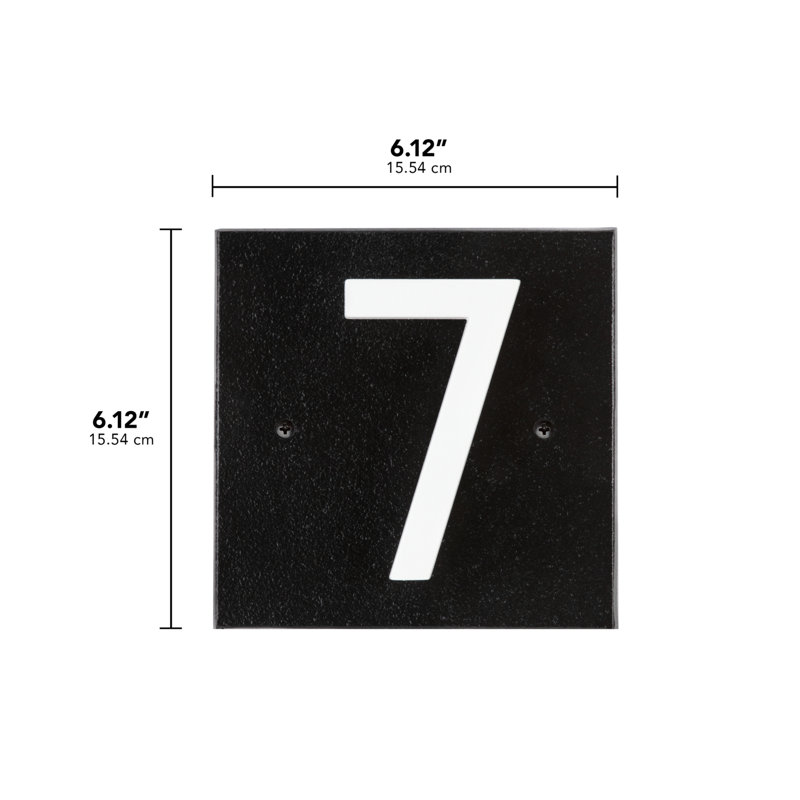 Signe horizontal flottant à 1 chiffre, numéro de police moderne noir / blanc, Oui