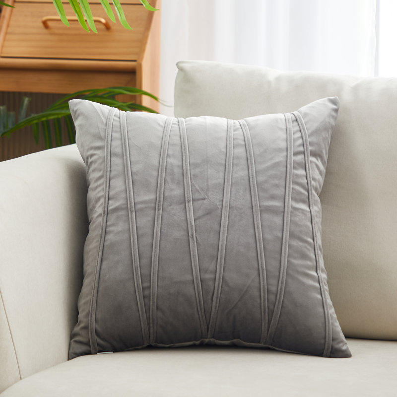 Housse de coussin en velours Bullert, Gris clair