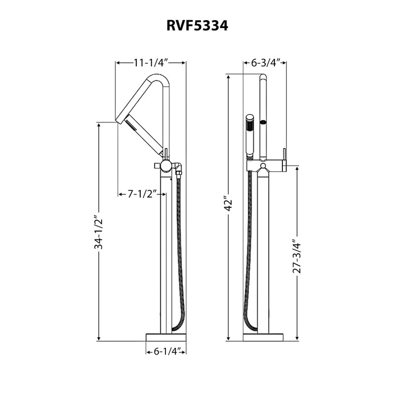 Ruvati Livia Single Handle Freestanding Tub Bathroom Faucet in Brushed Nickel