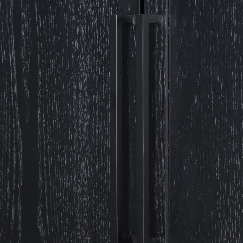 Sophisticated Oak Veneer Cabinet With Multiple Storage Functions, Black