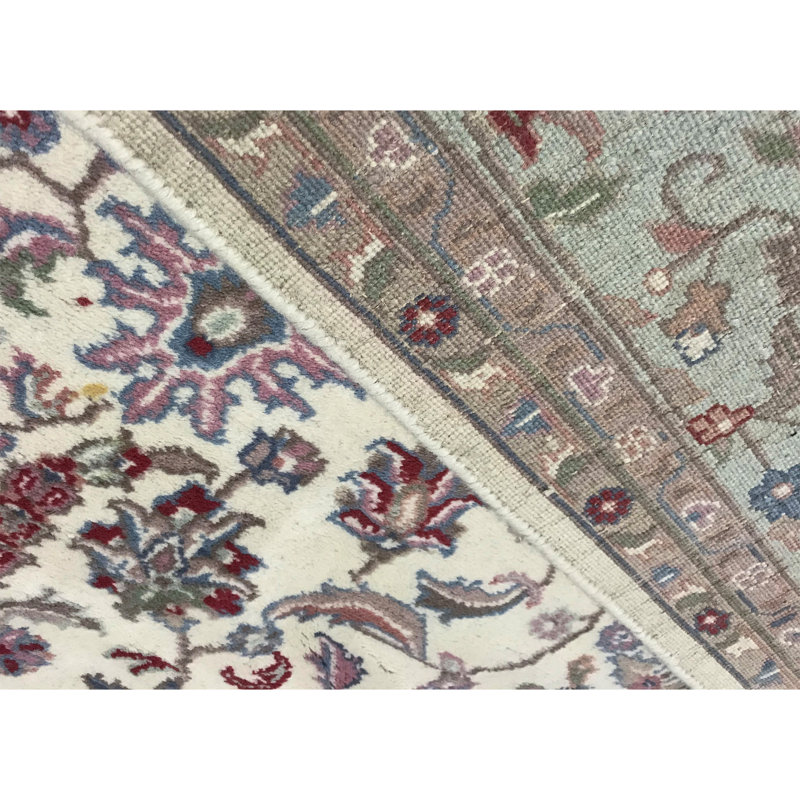 Indo Oriental Area Rug in Ivory/Green/Beige
