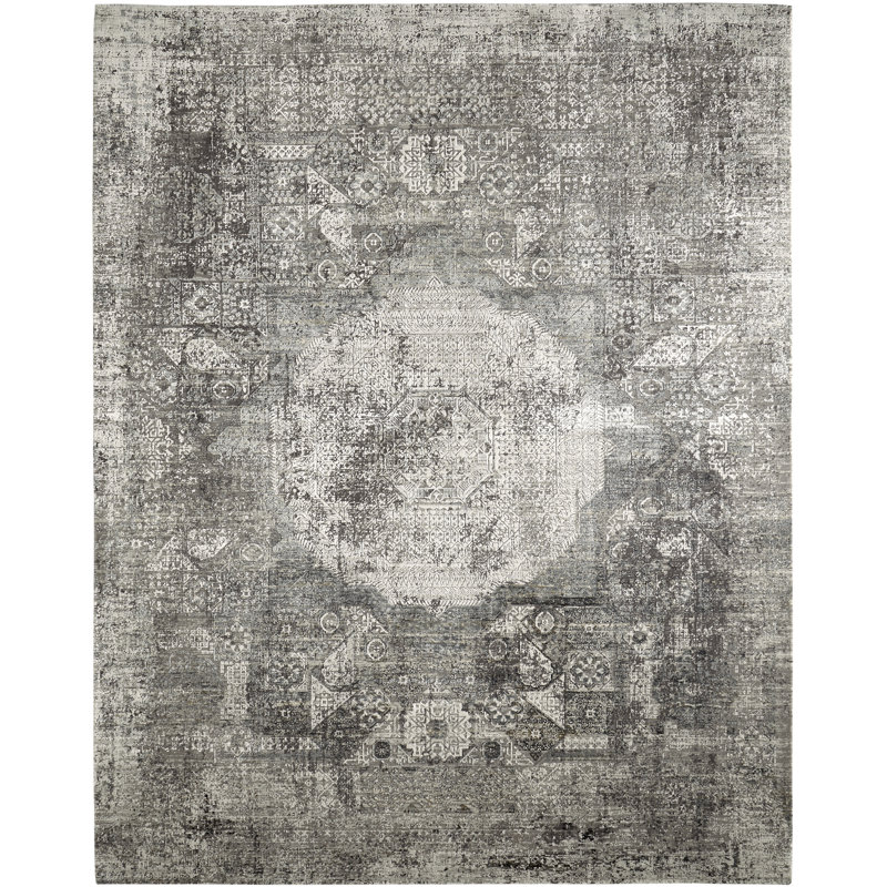 Tapis tissé à la machine, Rectangle 9 pi 9 po x 13 pi 9 po, Gris