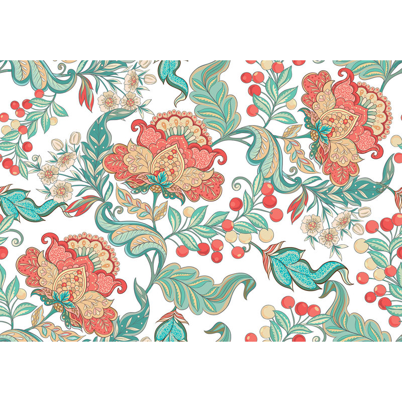 Adhésif mural pelez et collez - Motif floral bohème, L 27 po x l 38 po