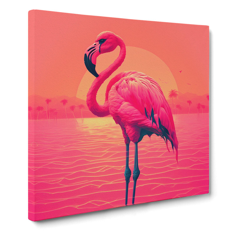 Flamingo Vaporwave - No Frame Print, 35cm H x 35cm W x 3cm D