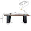 70.86" Modern Solid Wood Executive Desk with Open Storage Shelves, Large Home Office Writing Desk with Black Bookshelf Base