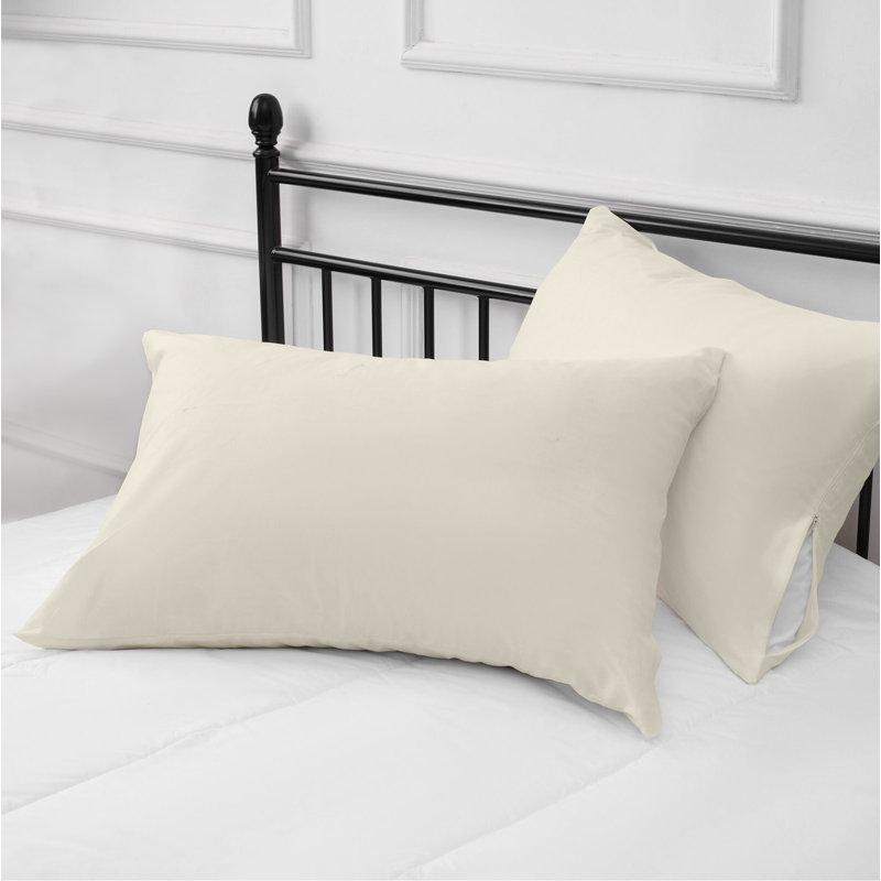Taie d'oreiller 100% coton 300 fils, Taies d'oreiller pour grand lit, Ivoire