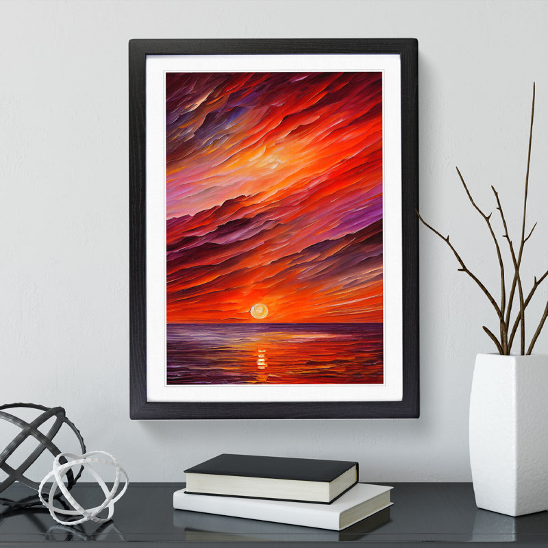Ocean Sunset View No.7 - Framed Print, Black, 64cm H x 46cm W x 2cm D