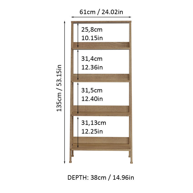 Mercerville 135cm H x 61cm W Bookcase, Rustic