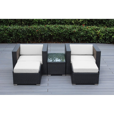 Ensemble de conversation en osier pour 2 personnes avec coussins Billyjo Wicker