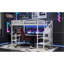 Grand lit mezzanine en métal avec garde-robe et lumière DEL, grand lit mezzanine avec bureau en forme de L et port USB pour enfants, adolescents, adultes, blanc