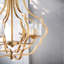 Lustre 4 lumières à structure ouverte dorée avec abat-jour en verre, chaîne réglable pour la salle à manger et le vestibule